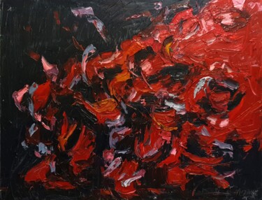 Painting titled "Cromatico fuoco (Na…" by Domenico Asmone, Original Artwork, Oil Mounted on Wood Stretcher frame