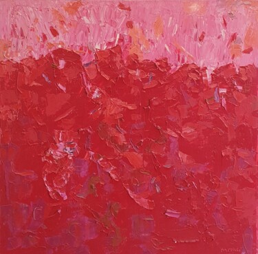 Painting titled "Cromatico rosso (E'…" by Domenico Asmone, Original Artwork, Oil Mounted on Wood Stretcher frame