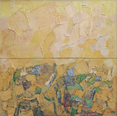제목이 "Cromatico giallo na…"인 미술작품 Domenico Asmone로, 원작, 기름 나무 들것 프레임에 장착됨