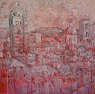 Painting titled "Genova cromatica 2" by Domenico Asmone, Original Artwork, Oil Mounted on Wood Stretcher frame