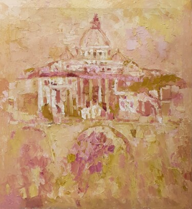 Painting titled "Roma cromatica (S.P…" by Domenico Asmone, Original Artwork, Oil Mounted on Wood Stretcher frame
