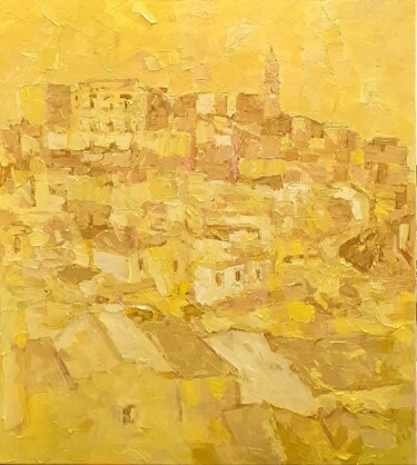 Painting titled "Matera cromatica" by Domenico Asmone, Original Artwork, Oil Mounted on Wood Stretcher frame
