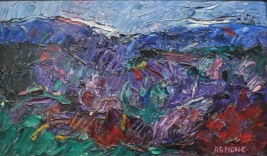 Painting titled "Paesaggio cromatico…" by Domenico Asmone, Original Artwork, Oil Mounted on Other rigid panel