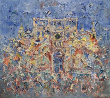 Pintura titulada "La certosa verso se…" por Domenico Asmone, Obra de arte original, Oleo Montado en Bastidor de camilla de m…