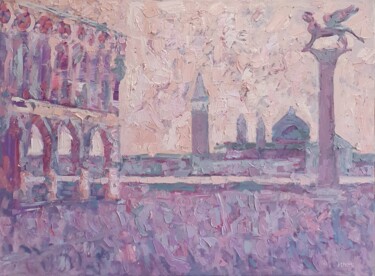 Painting titled "Venezia cromatica (…" by Domenico Asmone, Original Artwork, Oil Mounted on Wood Stretcher frame