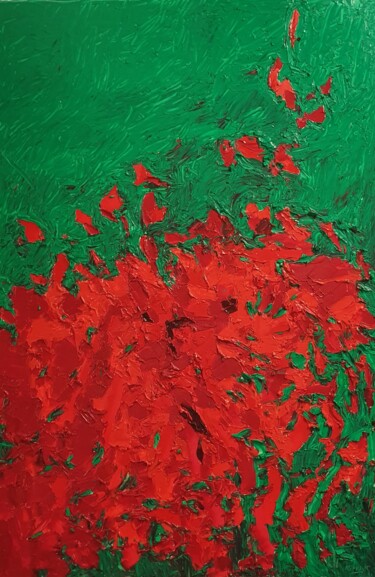 Painting titled "cromatico rosso ver…" by Domenico Asmone, Original Artwork, Oil