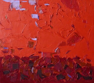 Painting titled "cromatico rosso 1" by Domenico Asmone, Original Artwork, Oil Mounted on Wood Stretcher frame