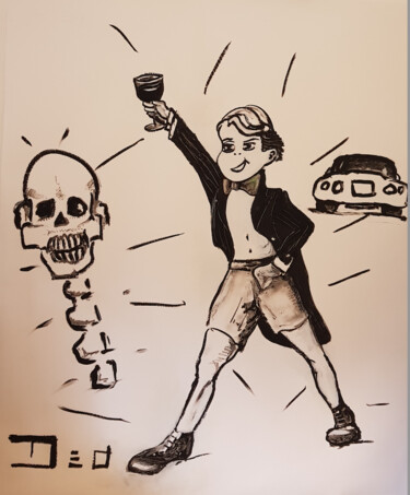 Drawing titled "I drink to life" by Domenico Gareri (DEO), Original Artwork, Oil