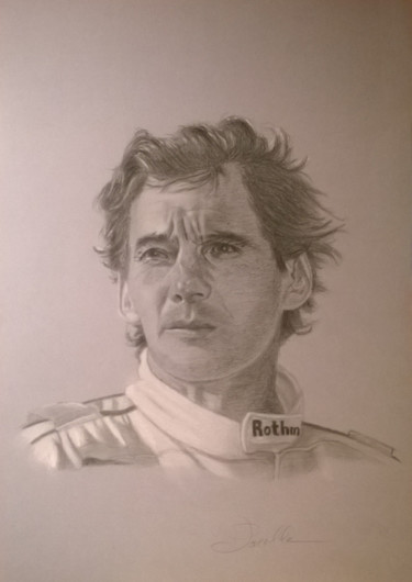 Dessin intitulée "Ayrton Senna" par Domenico Pacella, Œuvre d'art originale, Crayon