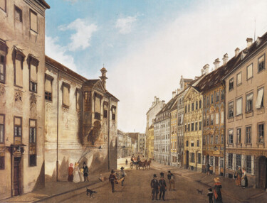 Malerei mit dem Titel "La Residenzstraße v…" von Domenico Quaglio Le Jeune, Original-Kunstwerk, Öl