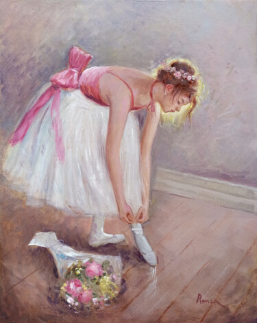 Painting titled "Ballet dancer - Bal…" by Domenico Ronca, Original Artwork, Oil Mounted on Wood Panel