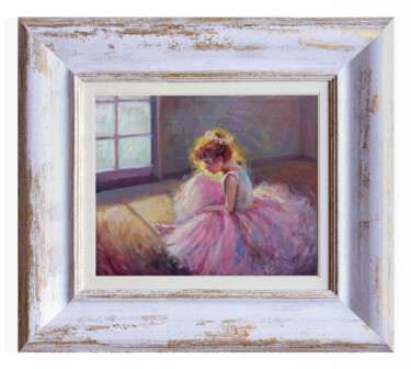 Painting titled "BALLET DANCER AT RE…" by Domenico Ronca, Original Artwork, Oil Mounted on Wood Stretcher frame