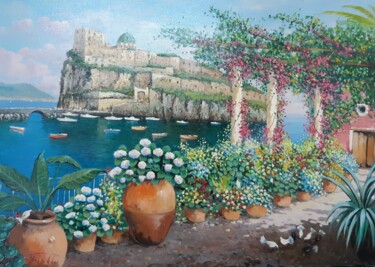 Pintura titulada "Ischia castello Ara…" por Domenico Tosetto, Obra de arte original, Oleo