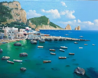 Pittura intitolato "Capri Marina piccola" da Domenico Tosetto, Opera d'arte originale, Olio