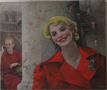 Painting titled "sorriso di donna" by Domenico Ventura, Original Artwork, Oil Mounted on Wood Stretcher frame