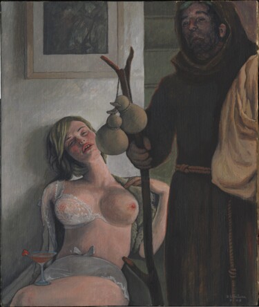 Peinture intitulée "Il frate" par Domenico Ventura, Œuvre d'art originale, Huile Monté sur Châssis en bois