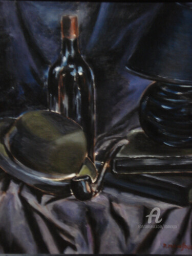Noir Peinture intitulée "Noir" par Dominique Gobelin Mansour, Œuvre d'art originale, Huile