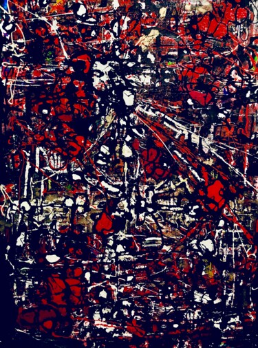 Картина под названием "RAGE" - Domi, Подлинное произведение искусства, лак Установлен на Деревянная рама для носилок
