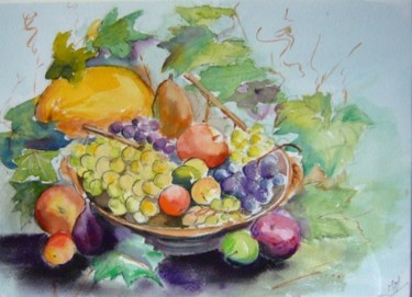 Peinture intitulée "Coupe de fruits" par Jacqueline Mias Domenech, Œuvre d'art originale