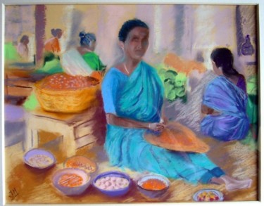 Painting titled "Inde du Sud" by Jacqueline Mias Domenech, Original Artwork