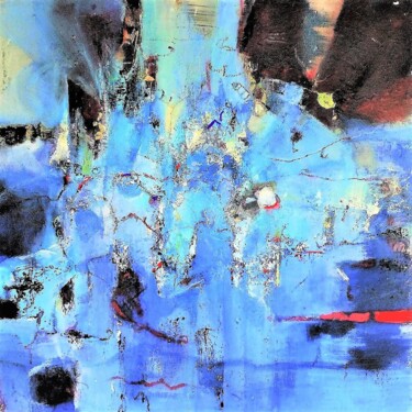 Peinture intitulée "En rouge et bleu" par Domie, Œuvre d'art originale, Acrylique