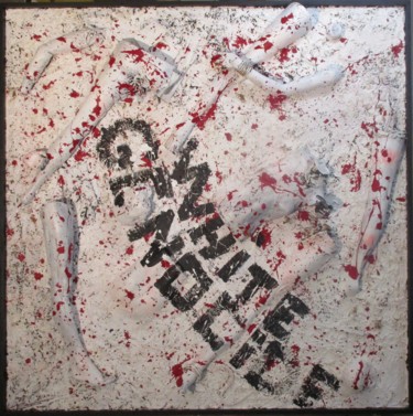 Collages intitulée "White Génocide" par Domieff, Œuvre d'art originale, Textiles