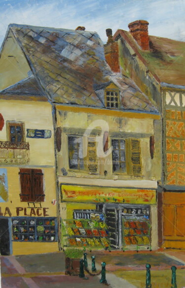 Painting titled "Epicerie-d-illiers-…" by Bertrand Domin, Original Artwork, Oil