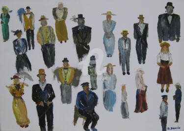 Schilderij getiteld "croquis-personnages…" door Bertrand Domin, Origineel Kunstwerk, Olie