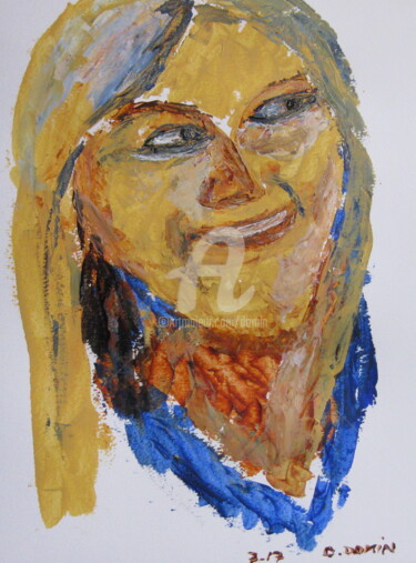 Painting titled "portrait-acrylique-…" by Bertrand Domin, Original Artwork, Acrylic