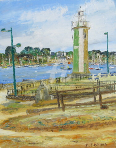 Painting titled "fontaine-au-phare-d…" by Bertrand Domin, Original Artwork, Oil