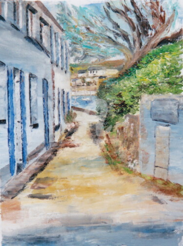 Peinture intitulée "rue-descendante-a-s…" par Bertrand Domin, Œuvre d'art originale