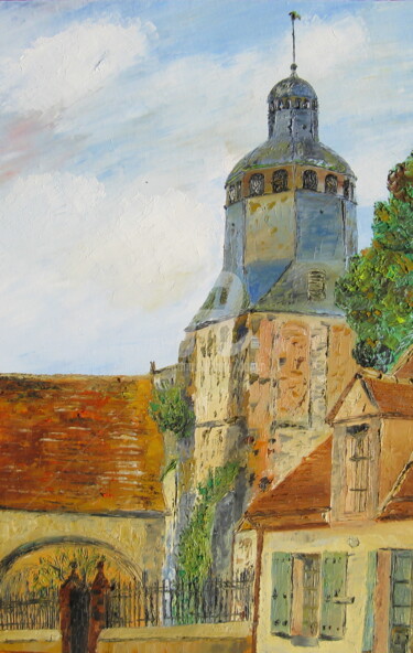 Painting titled "clocher-abbaye-de-t…" by Bertrand Domin, Original Artwork, Oil