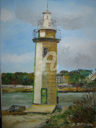 Painting titled "tableau-phare-ducoq…" by Bertrand Domin, Original Artwork, Oil