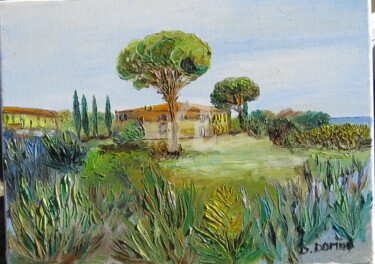 Painting titled "paysage-provencal" by Bertrand Domin, Original Artwork, Oil