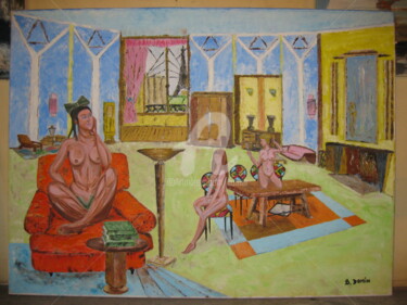 Painting titled "Trois miroirs art d…" by Bertrand Domin, Original Artwork, Oil