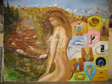 Painting titled "Courbes minérales" by Bertrand Domin, Original Artwork, Oil