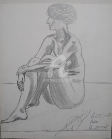 Drawing titled "marise-3-1987" by Bertrand Domin, Original Artwork, Pencil