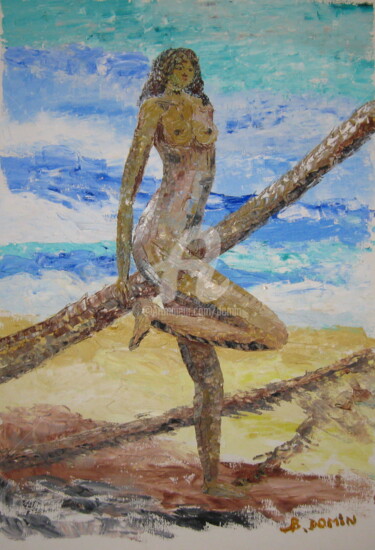 Malerei mit dem Titel "femme-des-iles-sur-…" von Bertrand Domin, Original-Kunstwerk, Öl