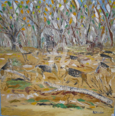 Pintura titulada "chasse-a-courre-2003" por Bertrand Domin, Obra de arte original, Oleo