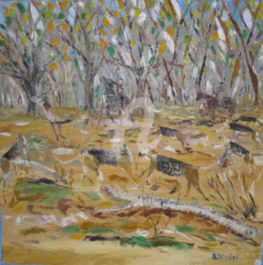 Schilderij getiteld "chasse-a-courre-2003" door Bertrand Domin, Origineel Kunstwerk, Olie