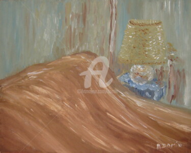 Painting titled "lampe-au-chevet-du-…" by Bertrand Domin, Original Artwork, Oil