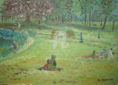 Painting titled "le-paon-de-bagatell…" by Bertrand Domin, Original Artwork, Oil