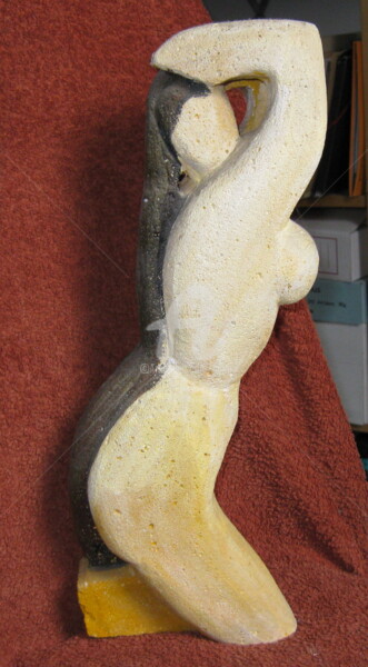 Скульптура под названием "femme-a-la-longue-c…" - Bertrand Domin, Подлинное произведение искусства, Гипс