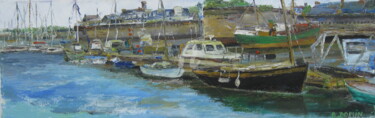 Painting titled "Port-de-plaisance-a…" by Bertrand Domin, Original Artwork, Oil