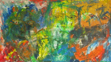 Painting titled "3-djiadistes-a-l-af…" by Bertrand Domin, Original Artwork, Oil