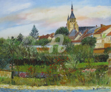 Painting titled "Jardins-fleuris-au-…" by Bertrand Domin, Original Artwork, Oil