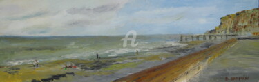 Peinture intitulée "plage-de-Veules-les…" par Bertrand Domin, Œuvre d'art originale, Huile