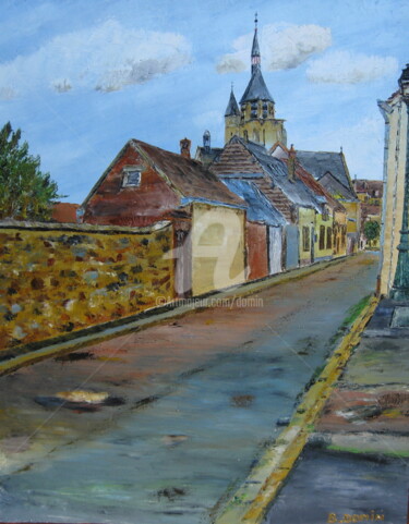 Painting titled "nid-d-oiseau-rue-de…" by Bertrand Domin, Original Artwork, Oil