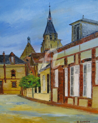 Painting titled "rue-du-chateau-d-il…" by Bertrand Domin, Original Artwork, Oil