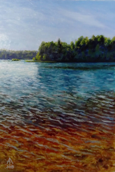 Картина под названием "Вода Медного озера" - Андрей Лукоянов, Подлинное произведение искусства, Масло